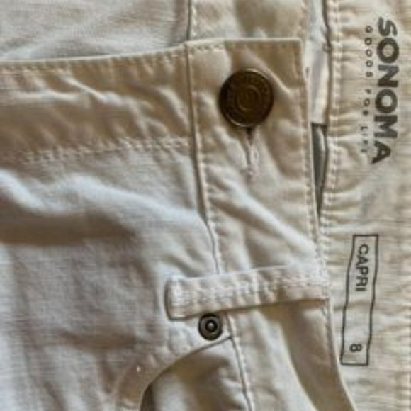 White Denim Bell Bottoms - Pink Floral Pants - Picture 6 of 8